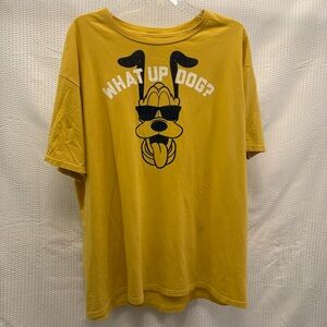 Disney Parks Pluto "What Up Dog?" yellow graphic T-shirt Size XXL